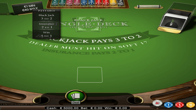 Бонусная игра Single Deck Blackjack Professional Series 1