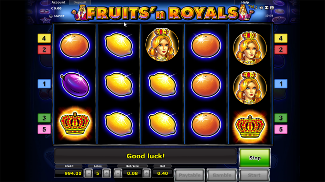 Игровой интерфейс Fruits And Royals 2